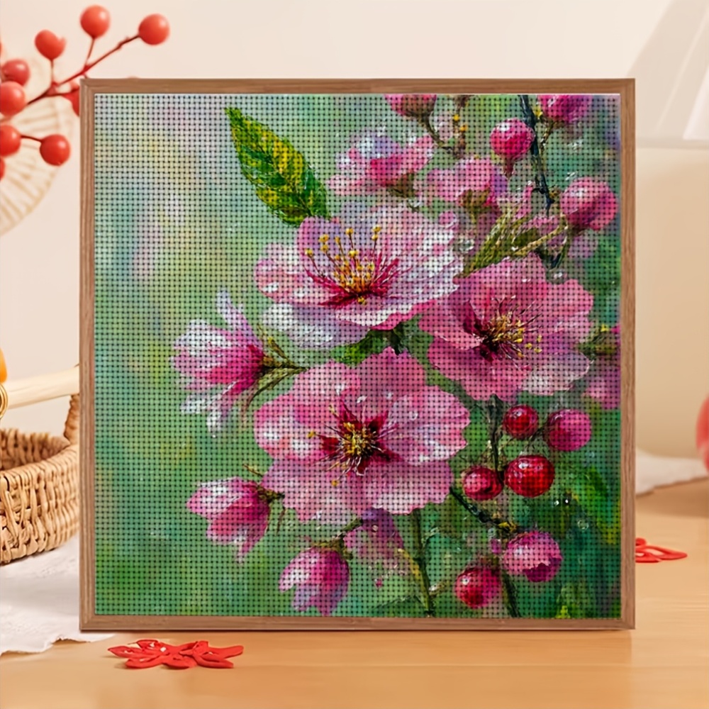 Set of Cross-Stitch Kits Featuring Floral Design with Branches
