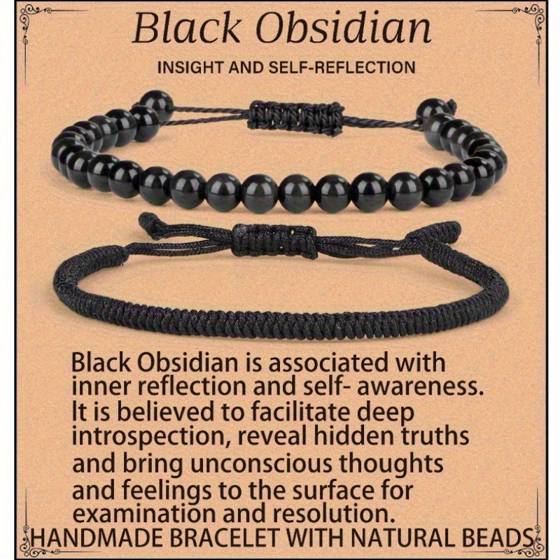 Image of Bracelet With Rope, Adjustable Natural Stone Bracelet, Suitable For Adult Gifts, Unisex