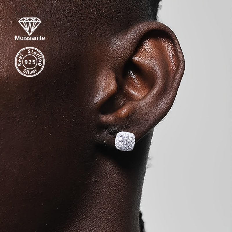 Men's 925 Sterling Silver Moissanite Earrings