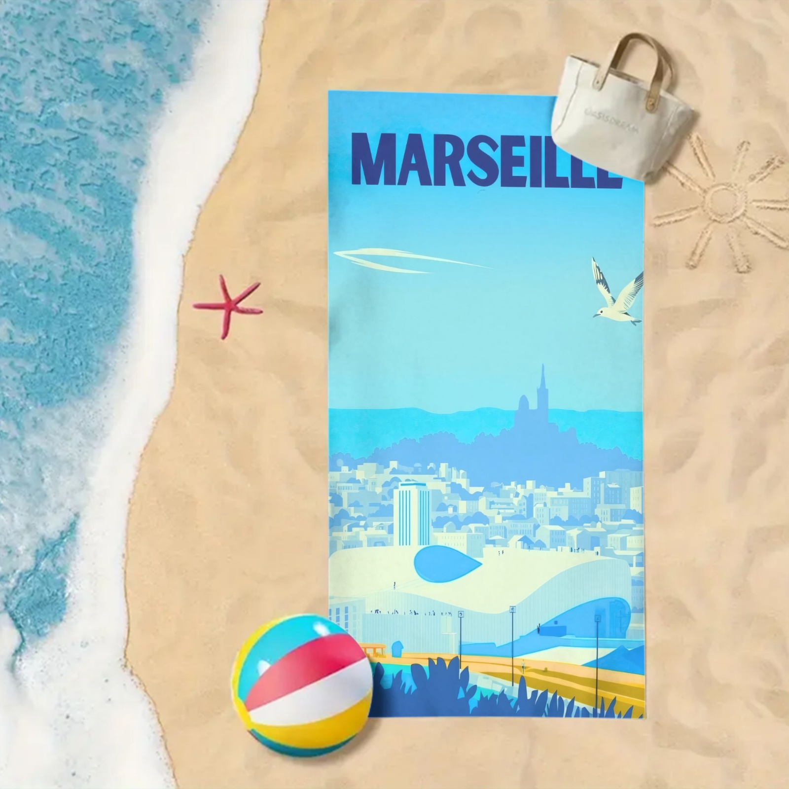 TEMU Serviette de plage au design sur le thème de , motif élégant, convient pour la natation, de sport, le yoga - un cadeau de de , cadeau