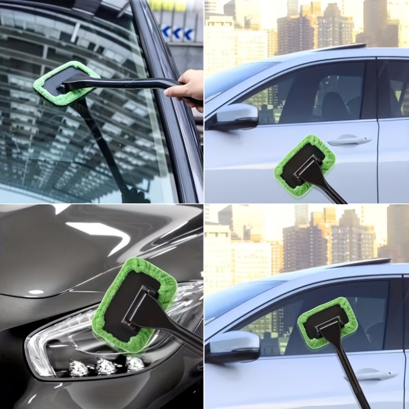 6pcs Windshield Cleaning Tools Set with Reusable Cloth Pads