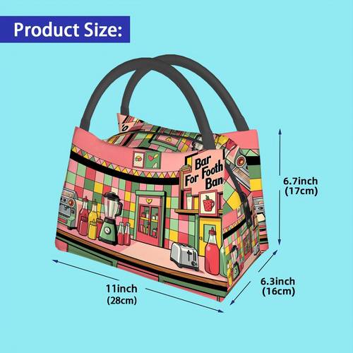 1pc, sac isotherme imprimé cuisine colorée avec appareils, sac disolation, contact alimentaire, convient , restaurant, bureau, unisexe portable réutilisable, isolé et réfrigéré