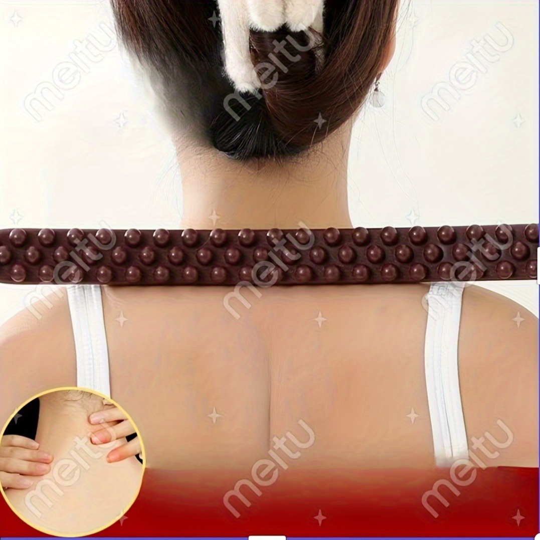 full body massage essential oil back scraper with brown beads 65 bead   roller for neck lower back and abdomen limb th stick   professional manual meridian tool for whole body relaxation Product details 3