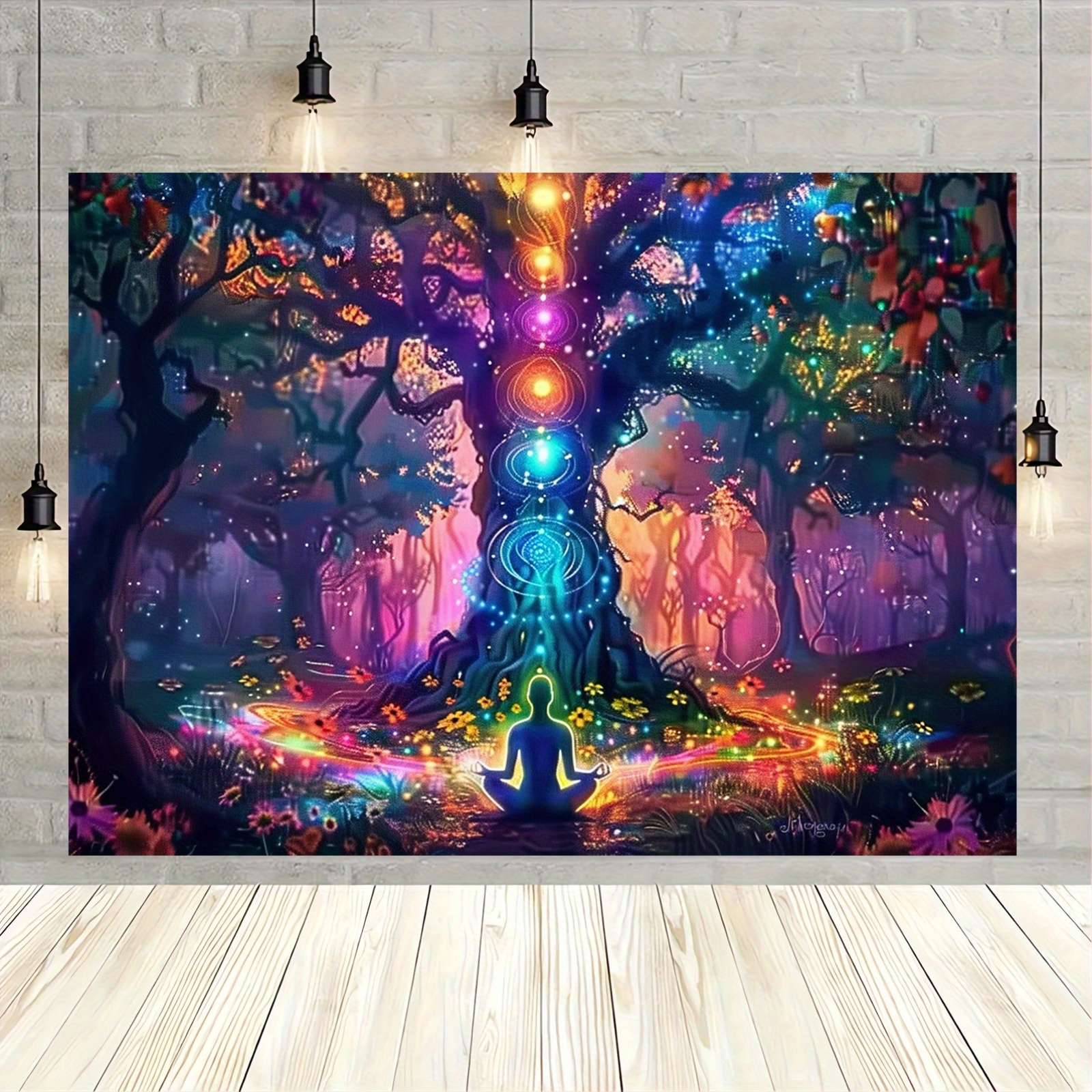 Tree Of Life Chakra Tapestry For Yoga Meditation Wall Decor_voghion.com