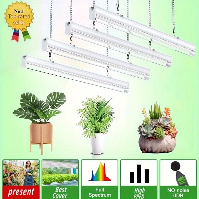 Plant Grow Lights Indoor 4-Pack T8 LED Grow Light Tubes - 2FT/4FT Full ...