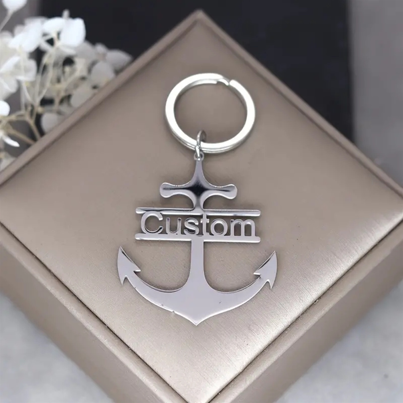 Personalized Nautical Anchor Keychain, Customizable Gift