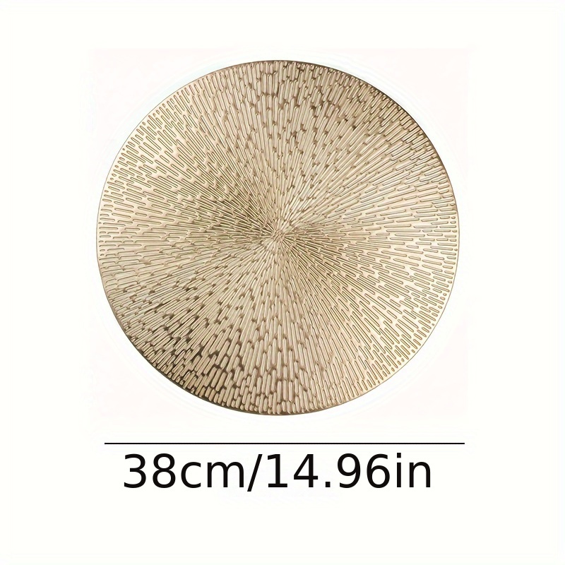 TEMU Round Pvc   Set Of 4 - Hollow-out Non-woven Weave, Table , Coasters, Style Decorative Charger Plates, Wash - Polyvinyl Dining