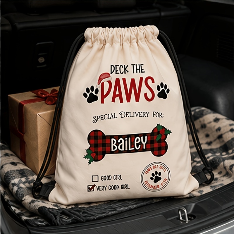 Customizable Christmas Drawstring Backpack with Pet Theme