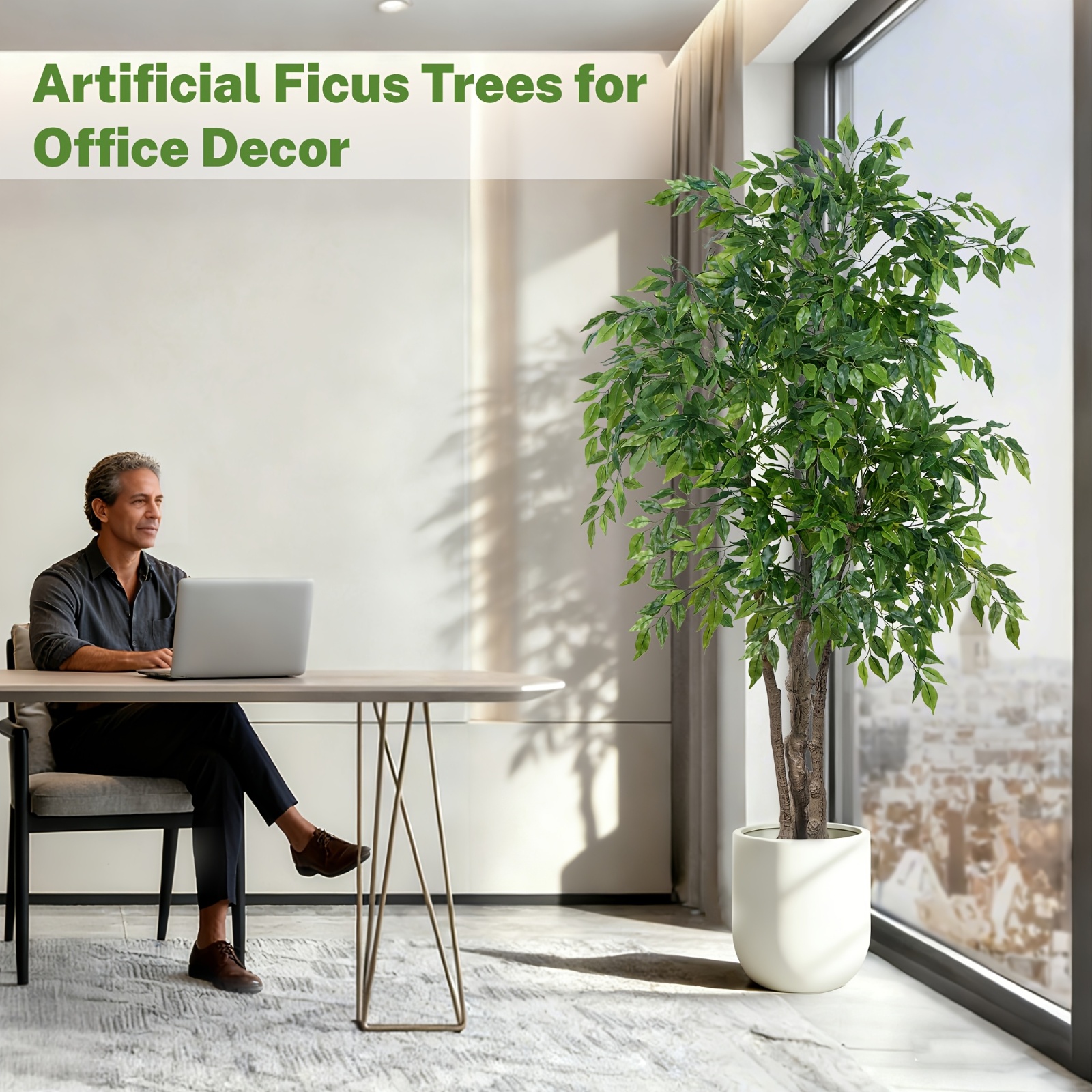 1.8m Kunstmatige Ficusboom met Witte Pot