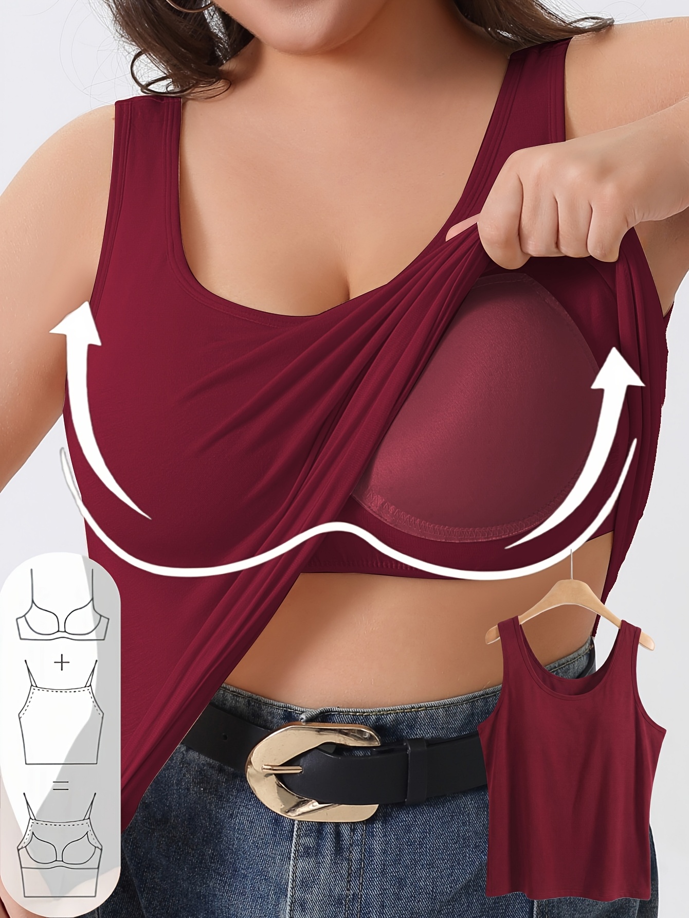 plus size womens vest and bra 2 in   underwear sports top   friendly high elastic wide strap vest suitable for   running exercise   wear non removable chest pad plus size sports top