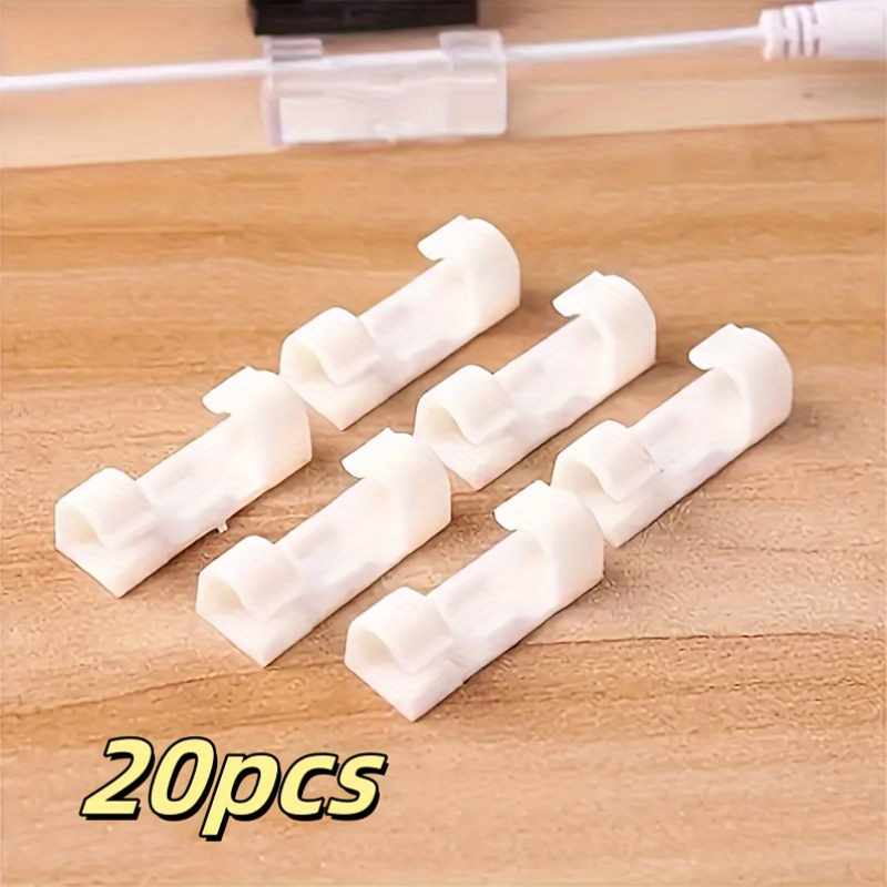 20pcs Self-Adhesive Transparent Cable Clips for Wire Management