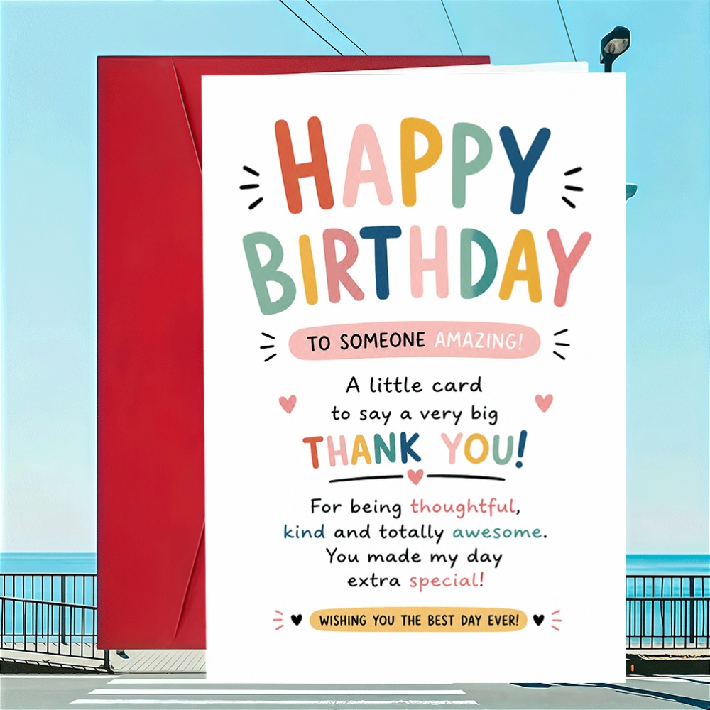 1pc greeting card and 1pc envelope happy birthday greeting card for friends and colleagues colorful flat design thank you note for best   and appreciation for men and women