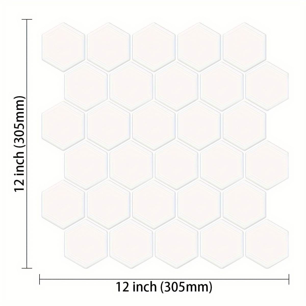 TEMU Waldecoo 5- Self-adhesive Vinyl Hexagon Wall Tiles, Waterproof Kitchen Backsplash Decorative Stickers For Indoor Renovation