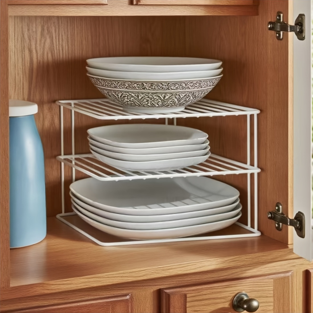 White Three-Tier Corner Insert Storage Rack, Efficient Space-Saving Solution
