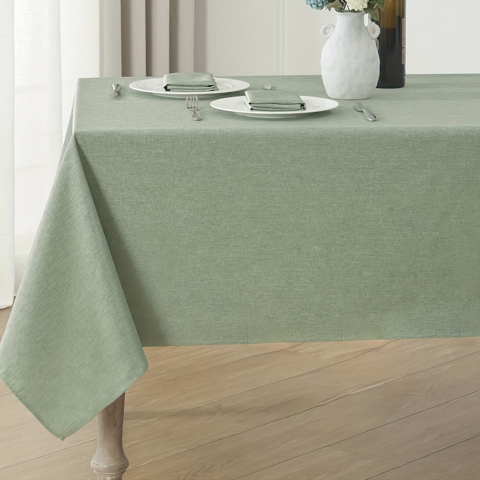 1pc sage green tablecloth rectangular minimalist style tablecloth suitable for restaurants outdoors living room terrace etc for picnics or holiday   home decor dining table decoration