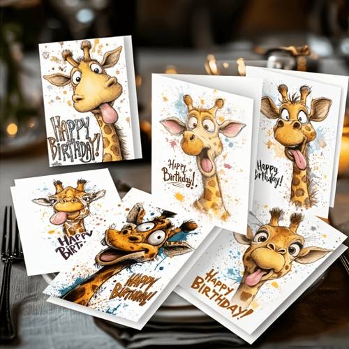 12pcs birthday greeting cards birthday cards giraffe anthropomorphic funny pattern greeting cards holiday greeting cards with envelope foldable birthday cards gift for relatives teachers friends sisters cards