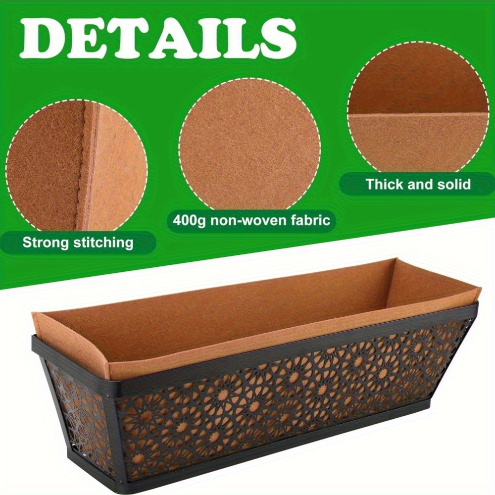 Sharharge 3 Pack Felt Trough Planter Liners, 30 Inch Fabric Window Box Liners Replacement Black Non-Woven Hanging Plant Liner For Planters Garden