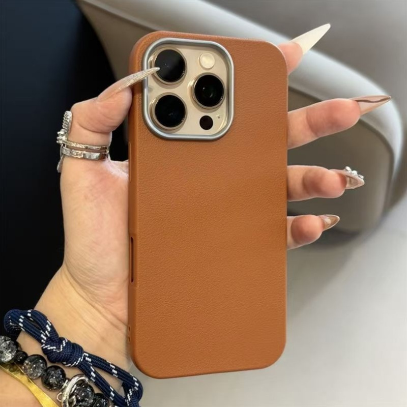 Premium Solid Color for Iphone16Promax/ 16Pro/ 16Plus/ 16 Mobile Phone Case Iphone15/ 14Plus/ 13Pro/ 12Promax Silicone 14Promax Stylish And Simple Iphone13Pro Plain Leather Pattern 12 Personalized Trendy Brand 11Promax Lens Frame PC Material Iphonex/ Xsmax - Image 4