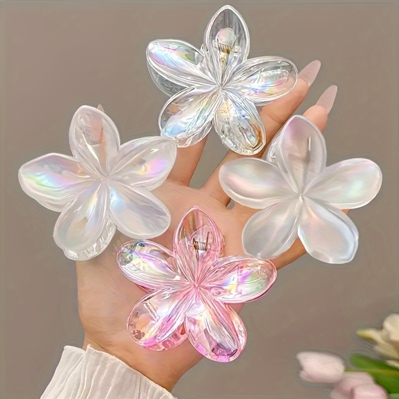 Flower Hair Claw Clips - 4PCS Glossy Hawaiian Clips Amazon.com: Large Hawaiian Flower Hair Claw Clips for Women  main image 4