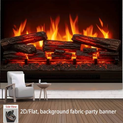 2d flat 2d flat 2d flat 2d flat 2d flat single piece realistic electric fireplace log set featuring a flickering flame effect 2d flat backdrop suitable for homes parties weddings