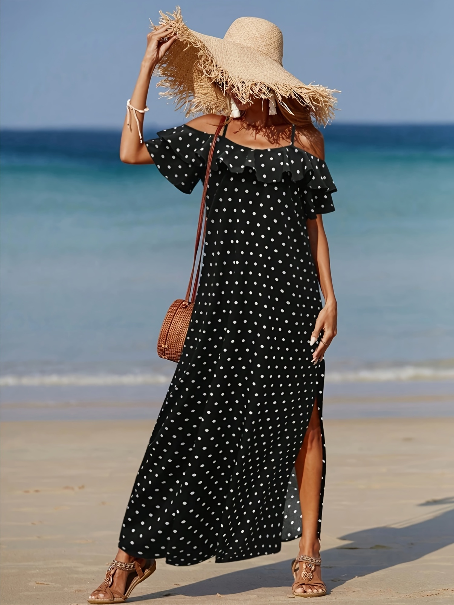 vestido largo escote descubierto mujer Temu Spain