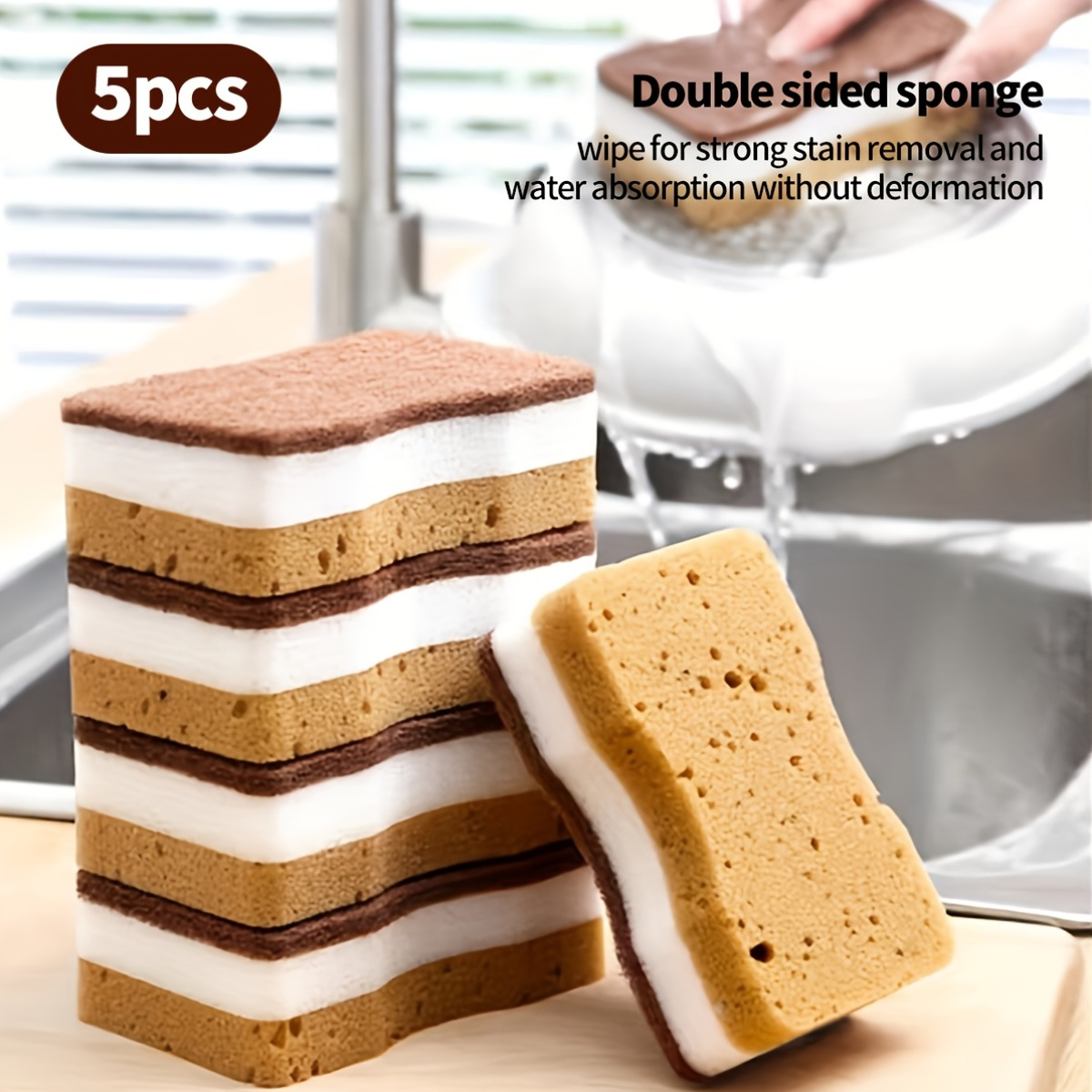 Three-Layer Seaweed Cleaning Sponges, Set of 5/10/20/40pcs