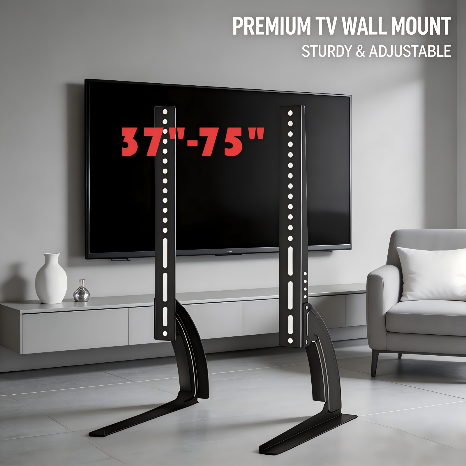 TEMU Universal Table Stand Mount For 37 40 43 47 60 65 70 75 80inch Lcd Led Flat/curved Screen Tvs, Height Adjustable Tv Legs, Strong Tv Base To 99