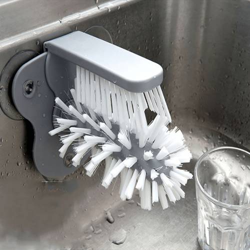 2pcs cup washer hook glass cleaner bottle brush sink bottle cleaning brush 2 in 1 beverage cup cleaning brush suction cup cleaning brush kitchen gadgets random color