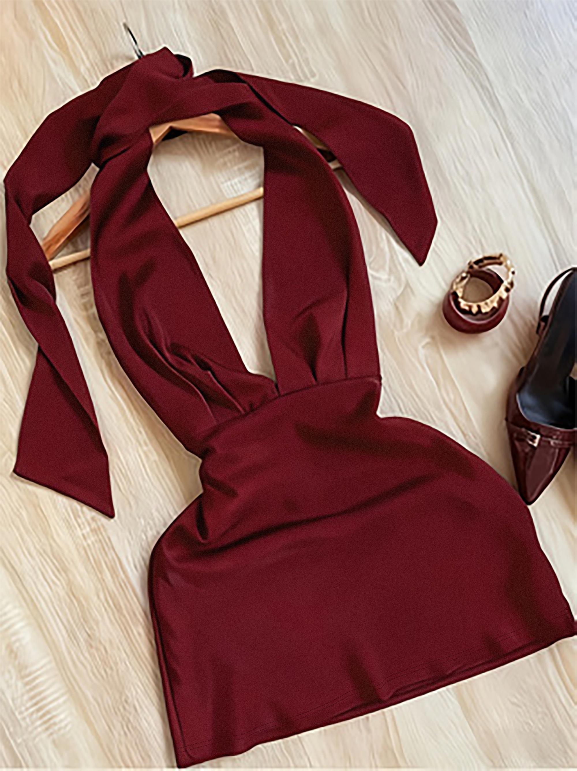 deep v neck dress cleavage sold on Temu United States