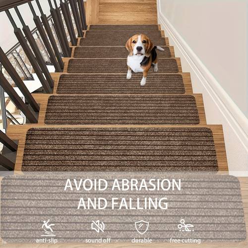 15 pack non slip stair treads carpet reusable stair runner rugs polyester tpr backing dust and wear resistant for wooden steps safe for kids elders and pets