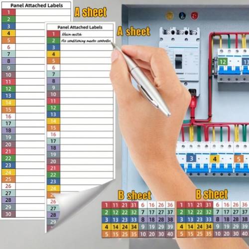 80 labels professional circuit breaker label kit professional label stickers multi colored circuit breaker panel and numbered sticky electrical labels durable self high voltage stickers