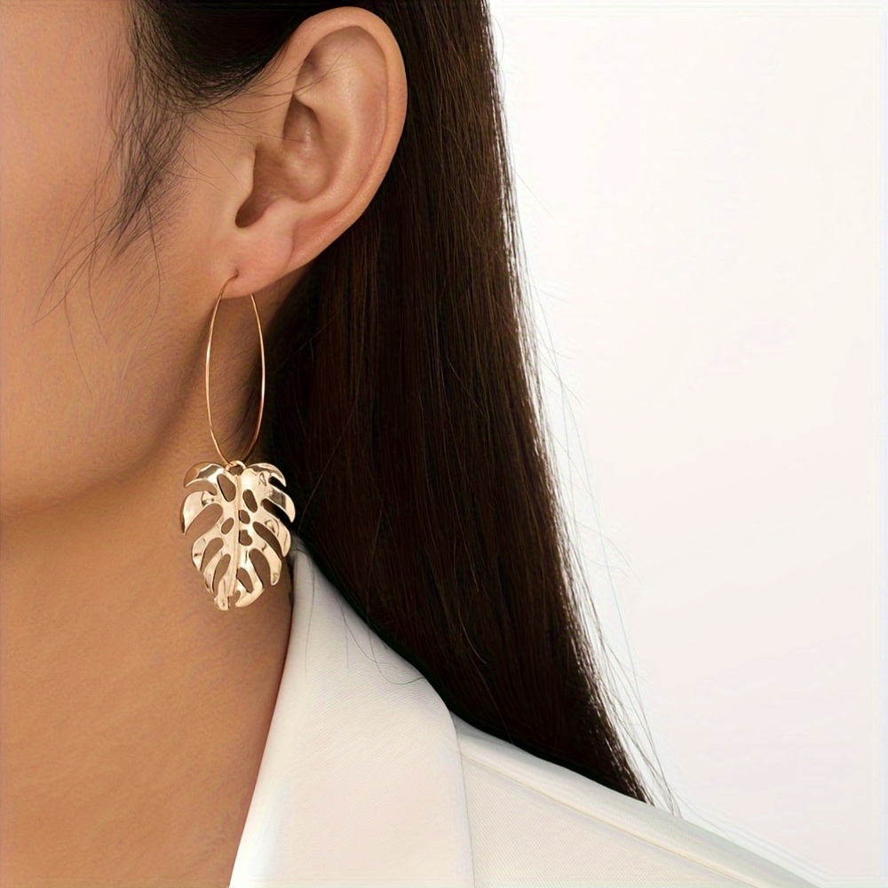 Golden Hollow Leaf Earrings Perfect for Any Occasion