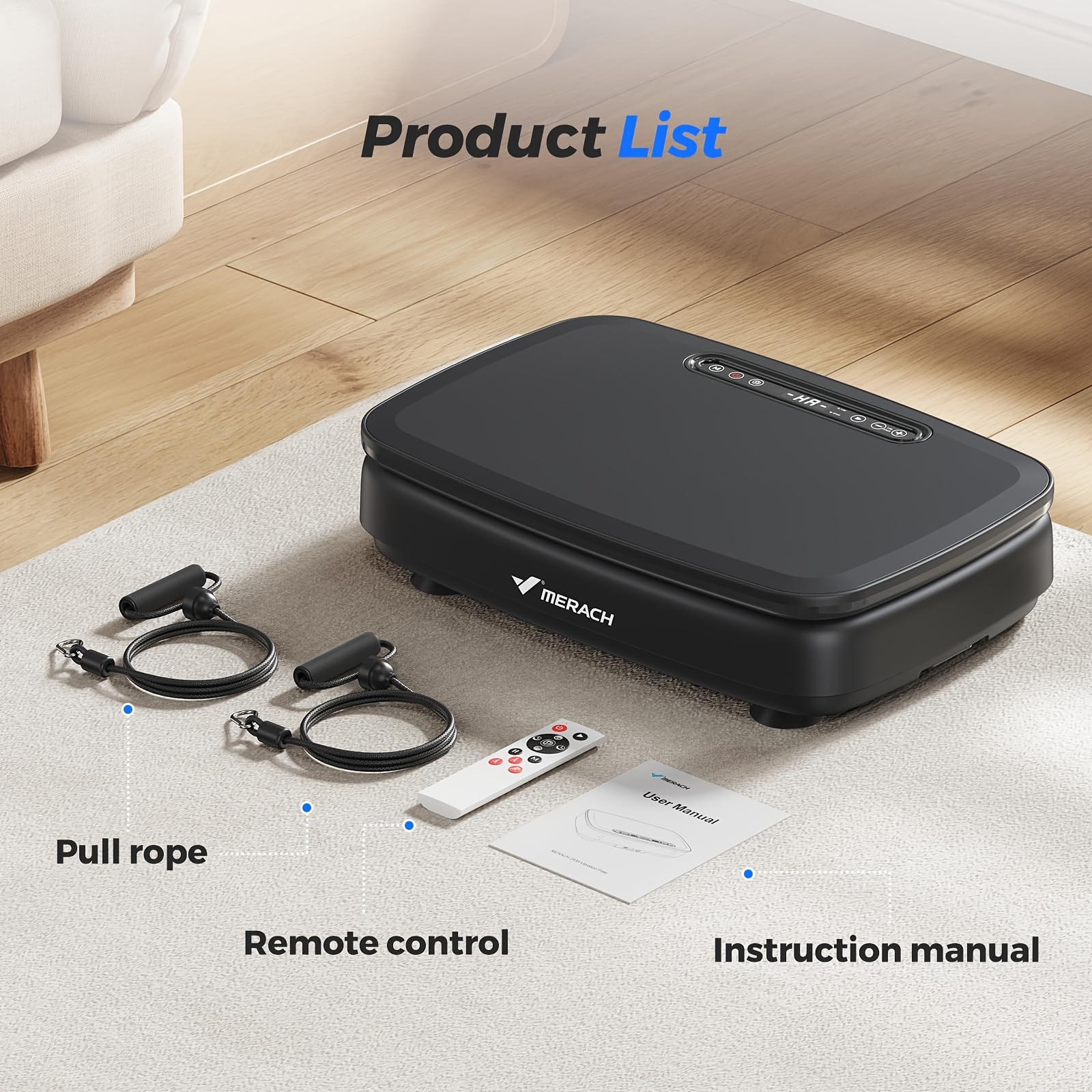 TEMU Vibration Plate Exercise Machine With 2 Tension Ropes, Home Fitness Equipment With Led Display For