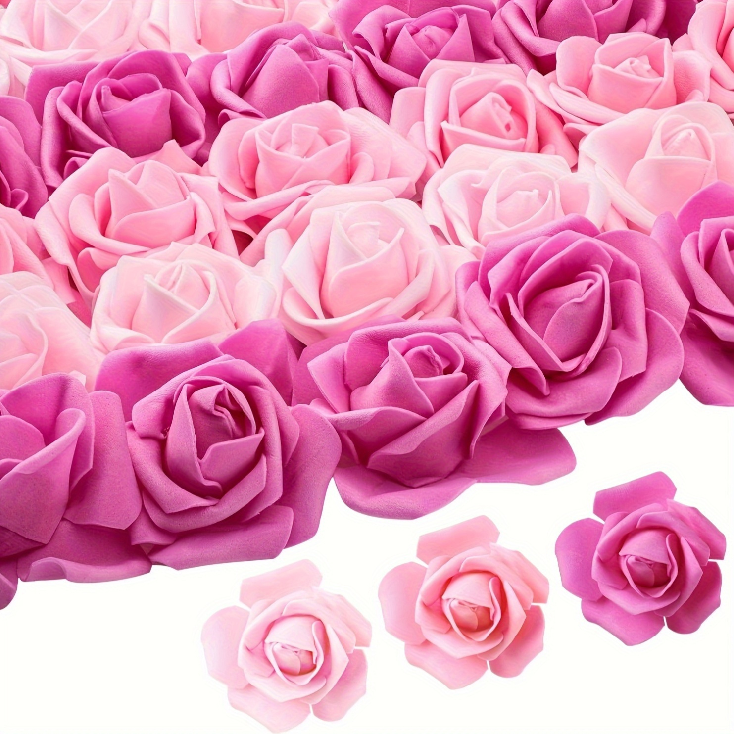 

50 Pcs Artificial Roses - Foam Flower Heads For Diy Wedding, Engagement, Bridal Shower Decor - Polyurethane Realistic Fake Roses For Centerpieces, Holidays Including Christmas, Easter, Valentine's Day