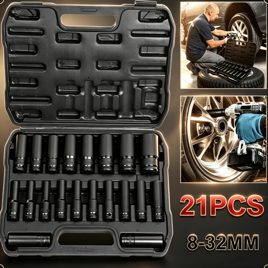 21/42pcs Pneumatic Extended Sleeve Tool Set