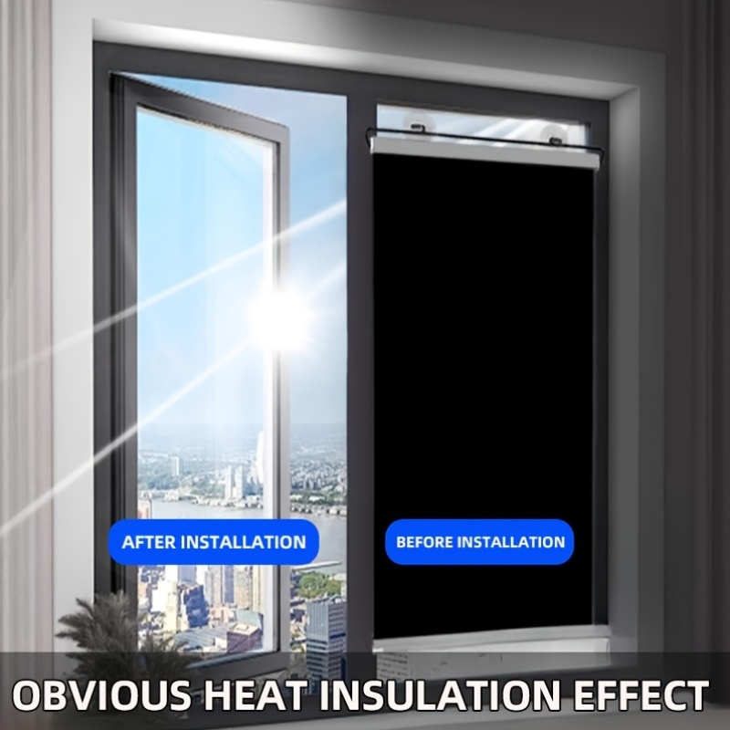 retractable blackout roller shade with uv protection operation light blocking window blind suitable for office living room kitchen balcony sunroom no drill installation retractable pvc window shade