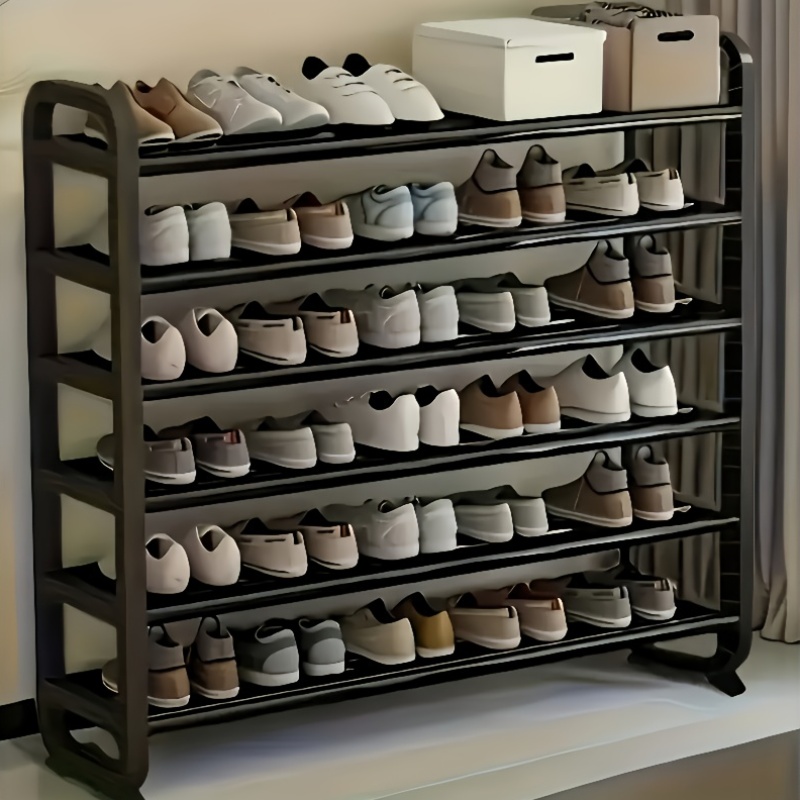 platzsparendes luxus-schuhregal aus metall mit 6 ebenen,   30 paar schuhe, robustes, schlankes design, holzfreies, mehrschichtiges schmiedeeisen,   für die installation in der eingangshalle und im studentenwohnheim, kompatibel mit einem mehrschichtigen schuhschrank für den wohnzimmerbereich