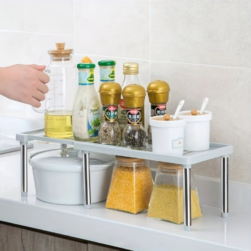 

Kitchen Organizer Rack, Countertop Plastic Bracket Shelf, Multi-functional Under Sink Storage For Dishes, Spices, Bottles, Space-efficient, Essential For All Users