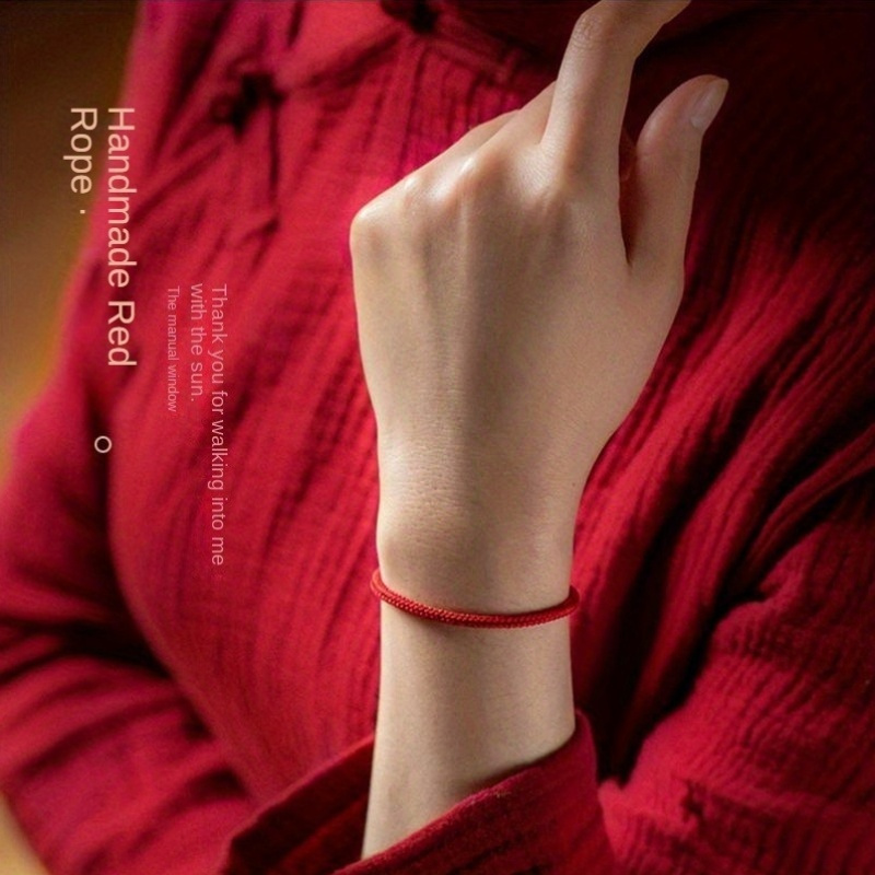 Women's Chinese Style Handwoven Bracelet in Red Nylon Rope