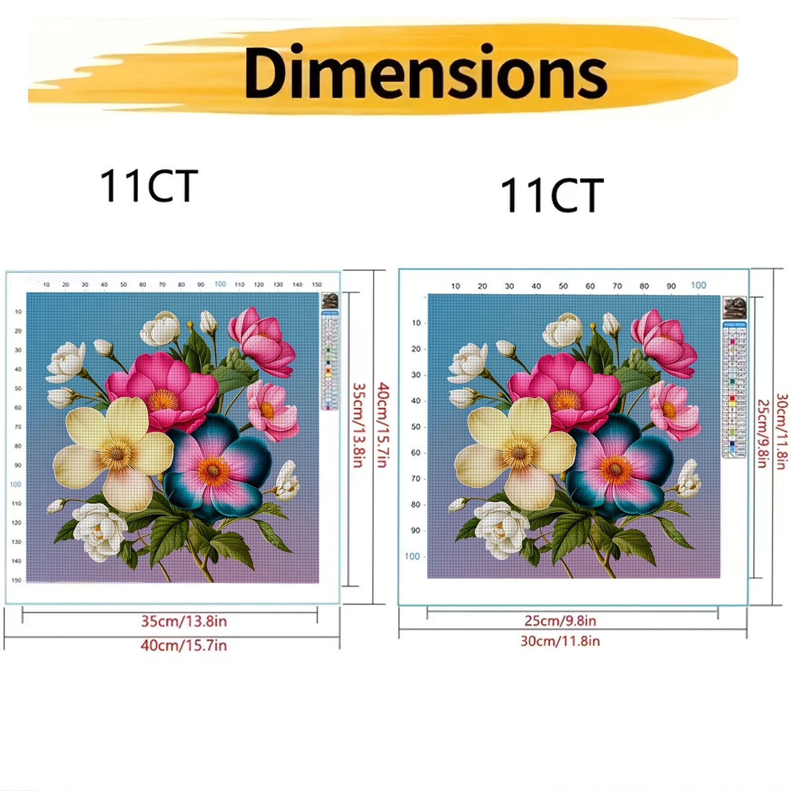 Printed Fabric Cross-Stitch Kit 'Colorful Bouquet Illustration', Unframed