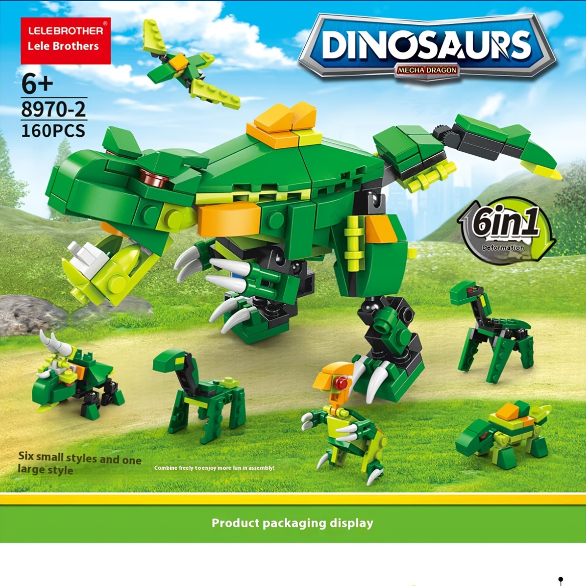 6 in 1 dinosaur model assembly building blocks toy - Temu