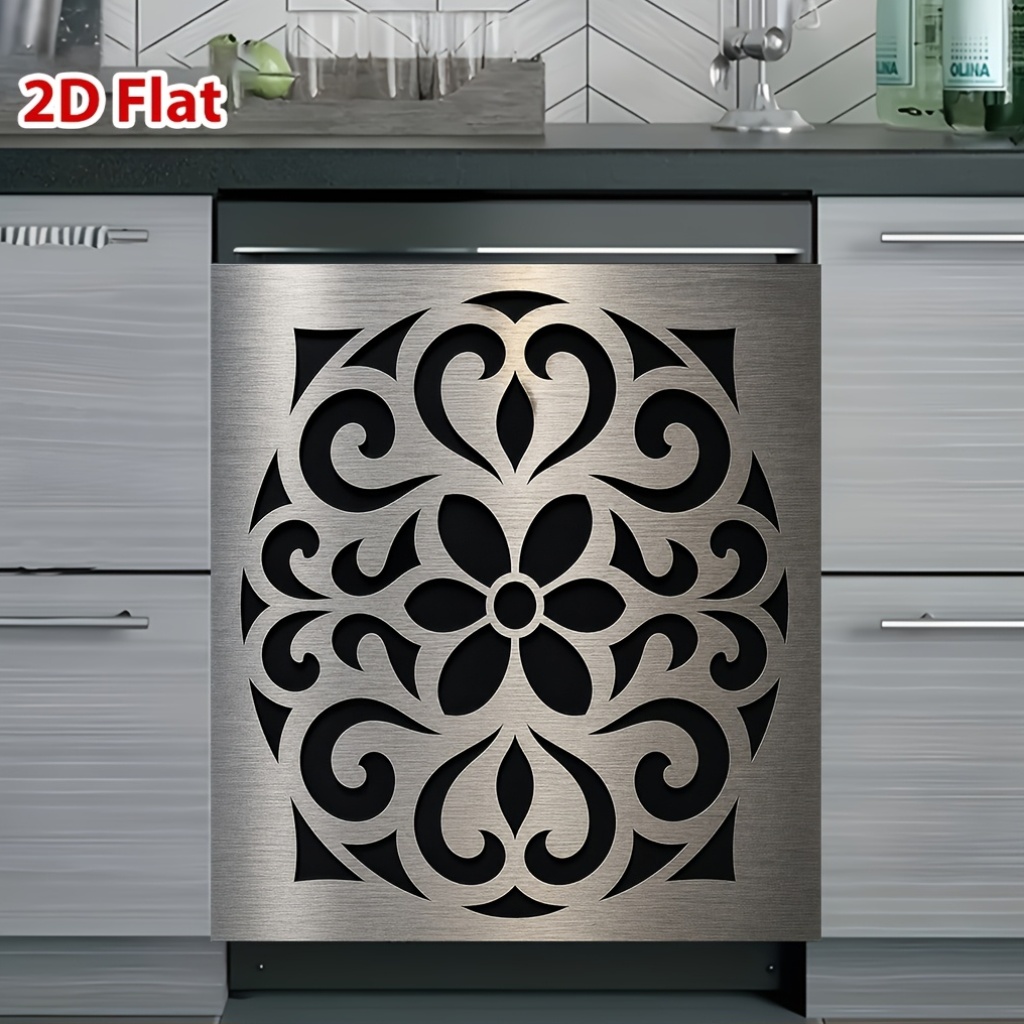 2d plane 1pc magnetic dishwasher door cover european metal pattern engraving pattern reusable scratch resistant and easy to clean 23x25   suitable for dishwashers and refrigerators dishwasher magnetic door cover decoration