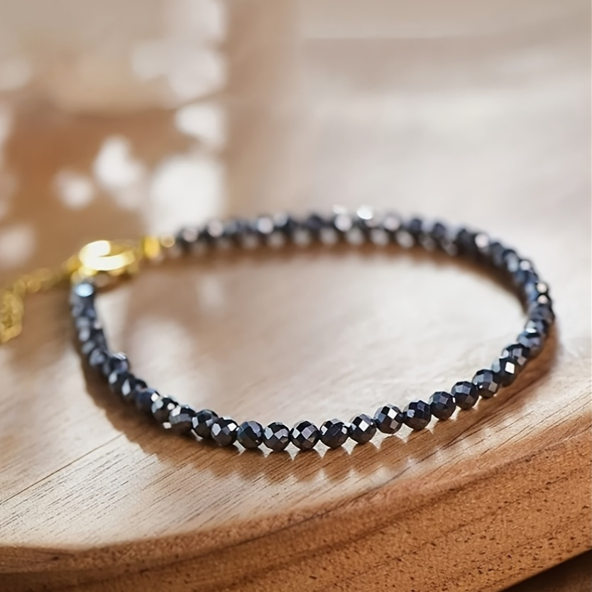 3mm Hematite Beaded Bracelet, Adjustable Minimalist Design