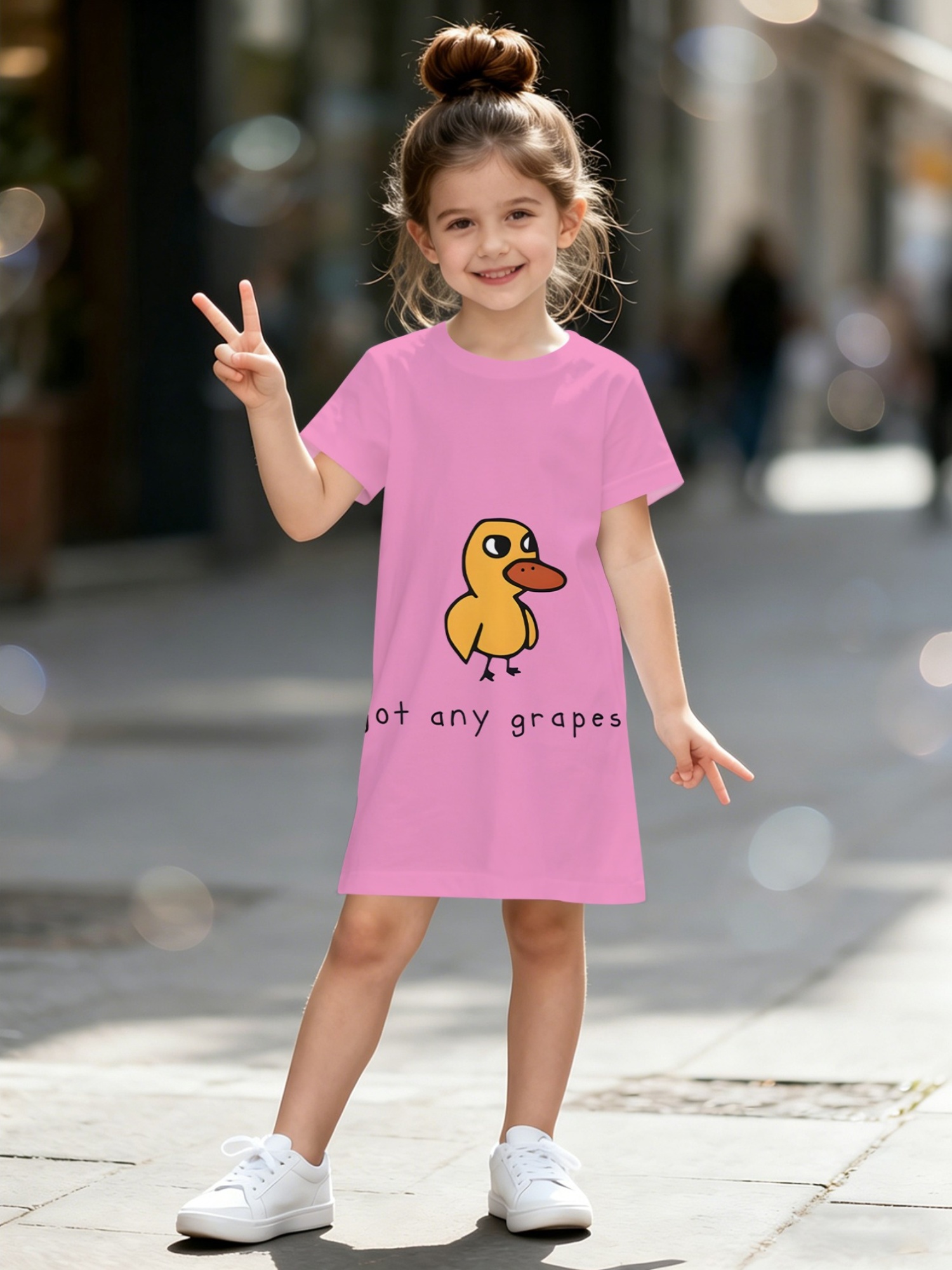 Girls * Cowboy Boot & Bow Print Dress, Casual Versatile Crew Neck Short Sleeve Long T-Shirt Dress, Pearl Element Kids Top Dress