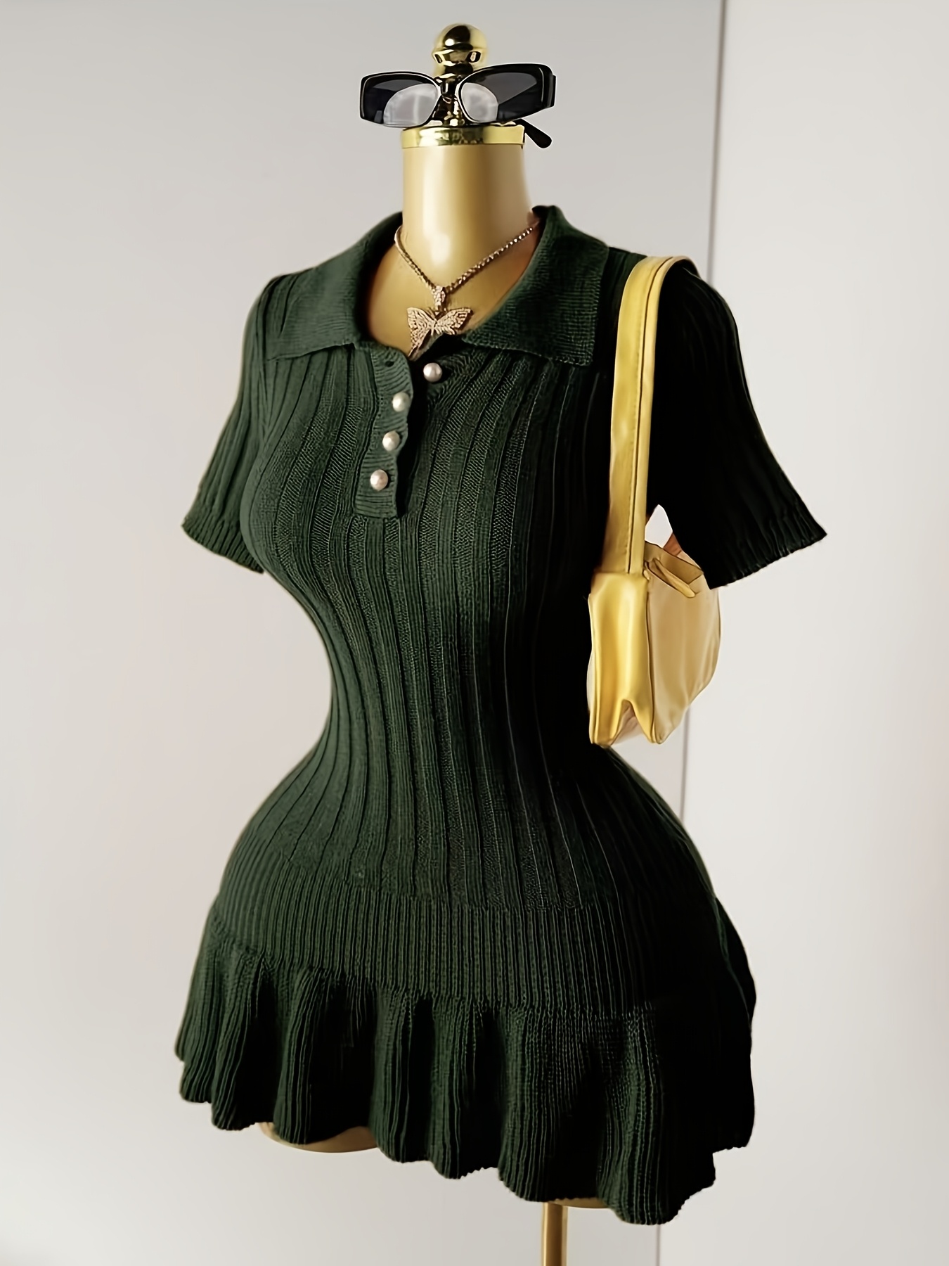 womens ribbed pleated mini dress short sleeve - Temu Qatar