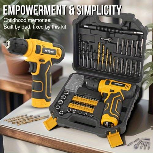 item picture hi electric screwdriver bit set with drill additions hardware tool box handheld storage case tool kit usb rechargeable drill high carbon steel for installation furniture garden maintenance set for schools