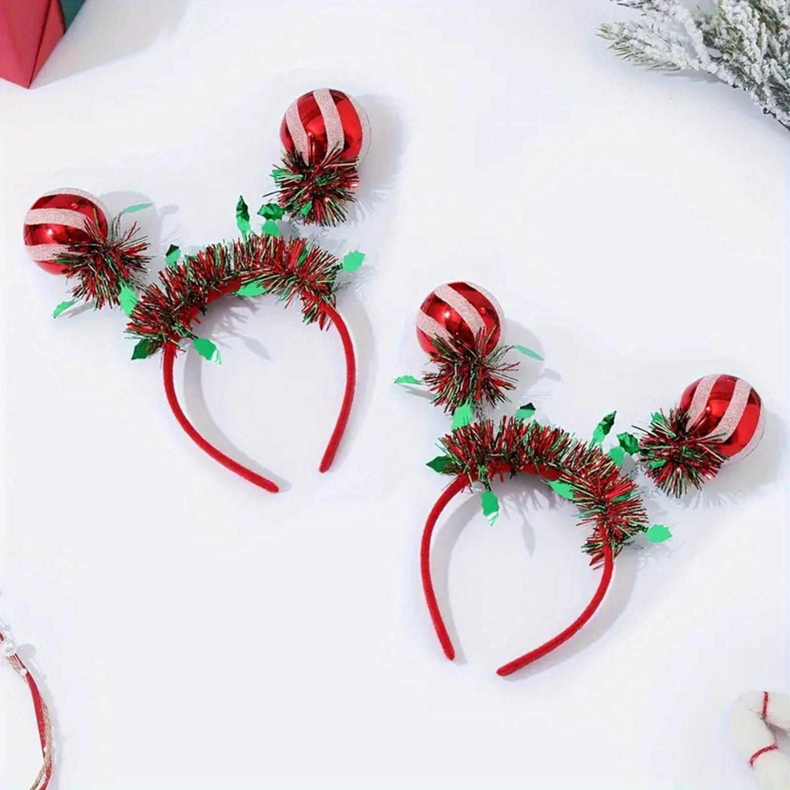Christmas Headbands Festive Red Headband with Christmas Tree Embellishme… Christmas Headband, Festive Santa Hat Fascinator, Holiday  main image 3