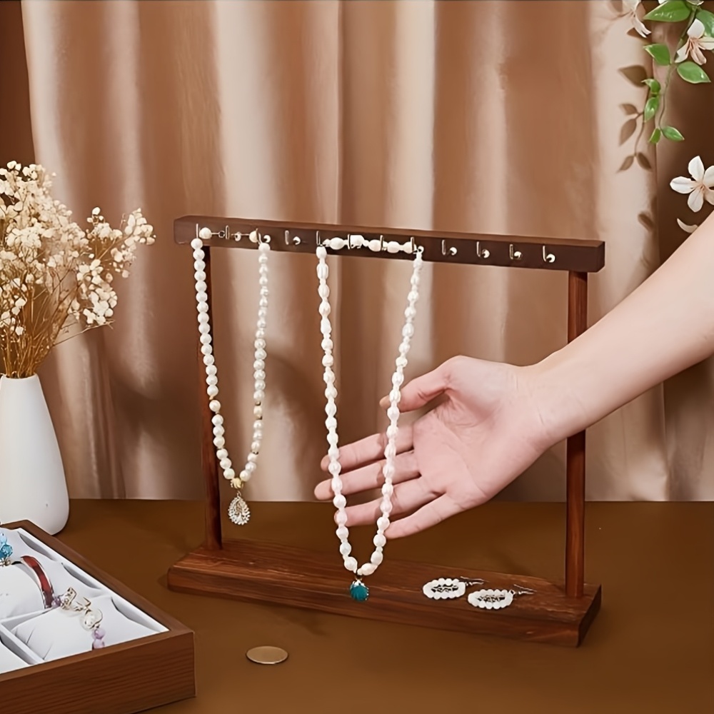 Walnussbaumholz Halsketten Display Ständer für Armbänder, Ketten, Pullover Halsketten, Schmuck Hängeregal und Aufbewahrungsorganizer, Schmucktürme