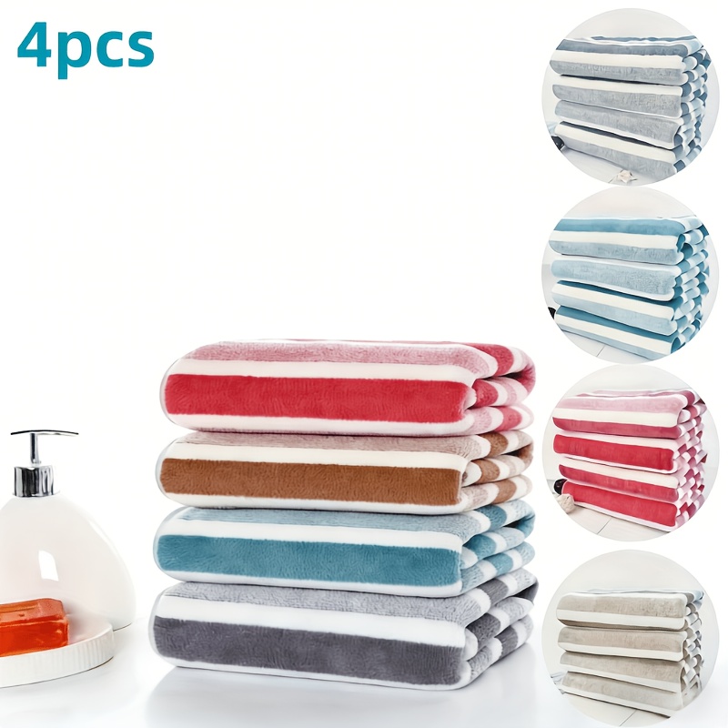 4pcs Coral Fleece Towel Set - Premium , Quick Dry, Ultra-absorbent For Home And Hotel Use