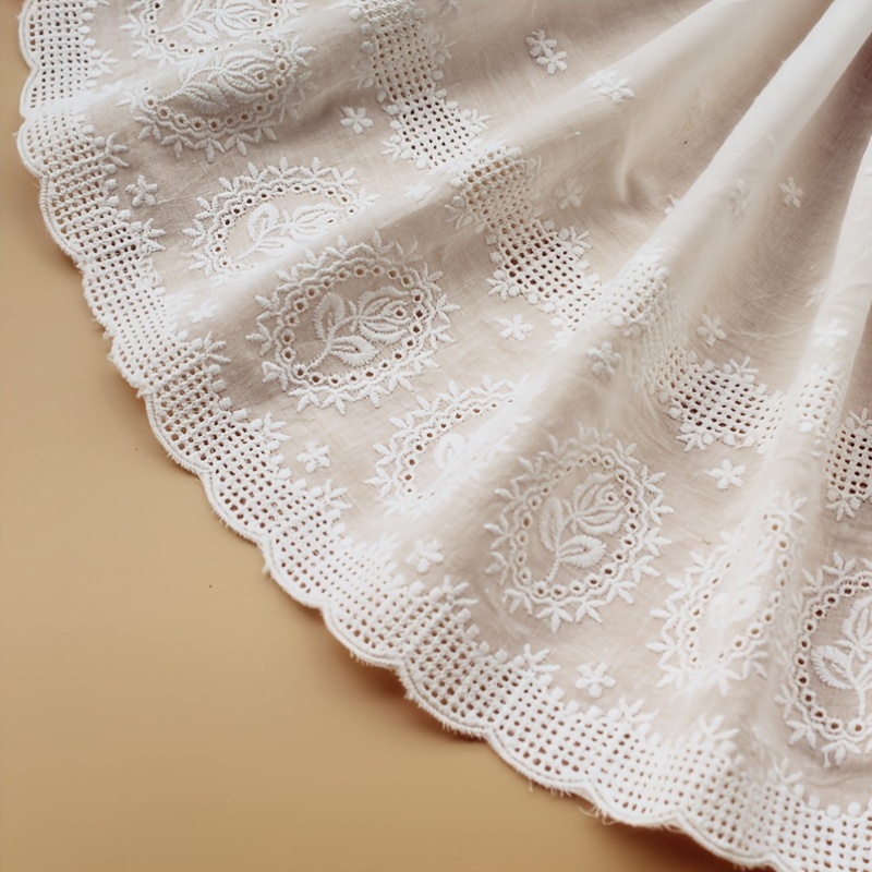 TEMU Longueur 91.44Cm Broderie Dentelle Largeur 27Cm Rideaux Col Manches Ajouts Décoration de Vêtements